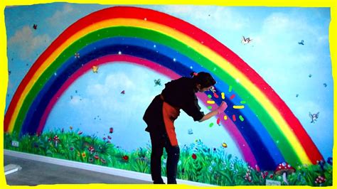 How to paint a colorful RAINBOW on a wall in a kid`s room - YouTube