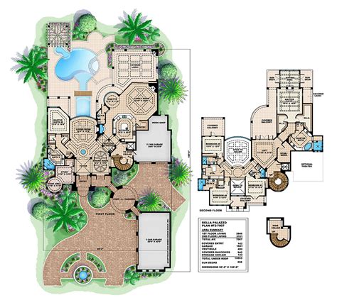 Luxury House Plan: Andalusian Castle Home Floor Plan with Tuscan Style