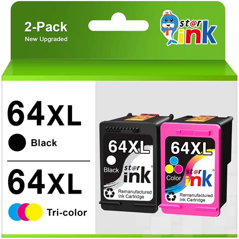 64XL 64 Ink Cartridges for HP Printer Ink 64 XL 64XL Combo Pack for HP ...