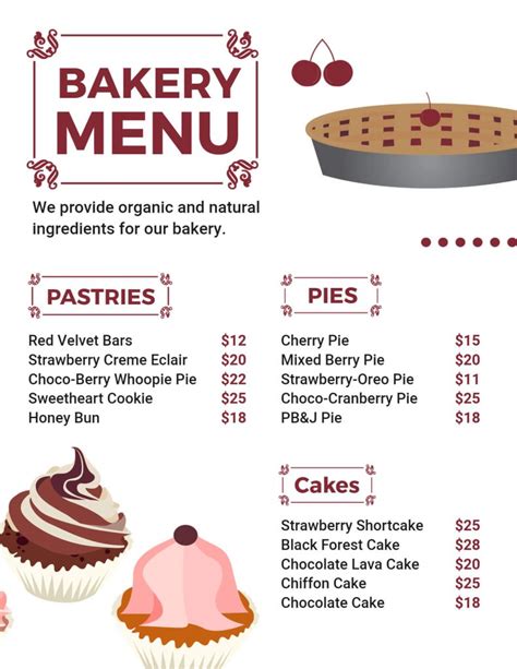 Bakery Menu Design Ideas, Examples, and Samples