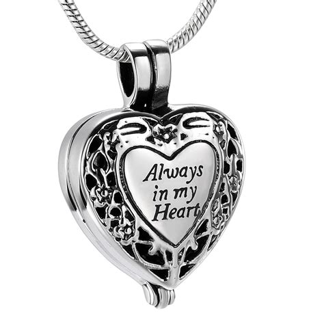 IJD9958 Cremation Jewelry "Always in My Heart" Memorial Urn Necklace ...