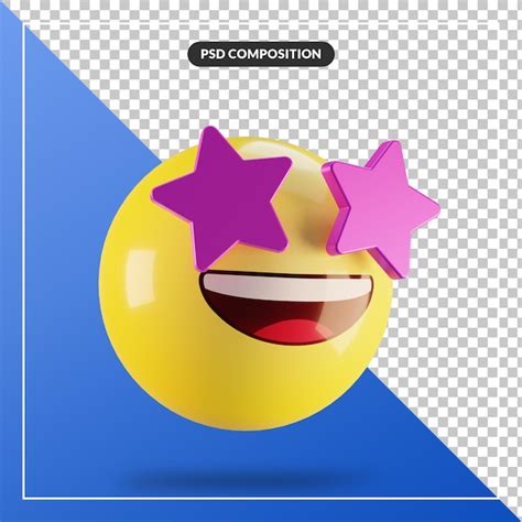 Premium PSD | 3d emoji star struck face isolated for social media composition