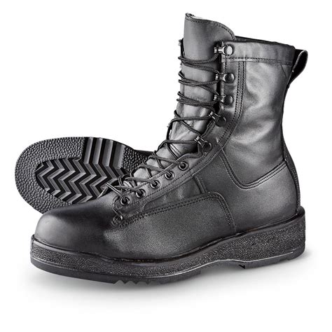 Men's Wellco® Waterproof Steel Toe Navy Flight Deck Boots, Black - 214650, Combat & Tactical ...