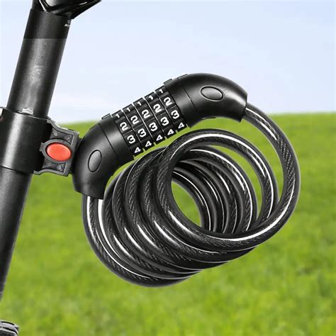 Bike Lock High Security 5 Digit Resettable Combination Coiling Cable Lock Mount Best for Bicycle ...