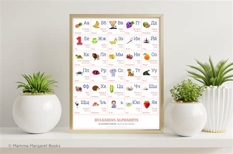 BULGARIAN Alphabet CHART With Words and English Translations Printable Art, BULGARIAN Language ...