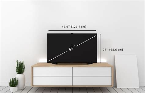 55-inch TV Dimensions: Length and Height in cm and inches - Blue Cine Tech