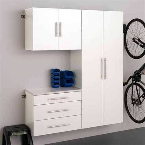 Prepac HangUps 3 Piece 60" Wall Mounted Garage Cabinet Set in White ...