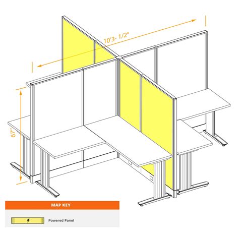 Office Cubicles Powered - Cubicle Desk L Shaped 4pack X Cluster Powered