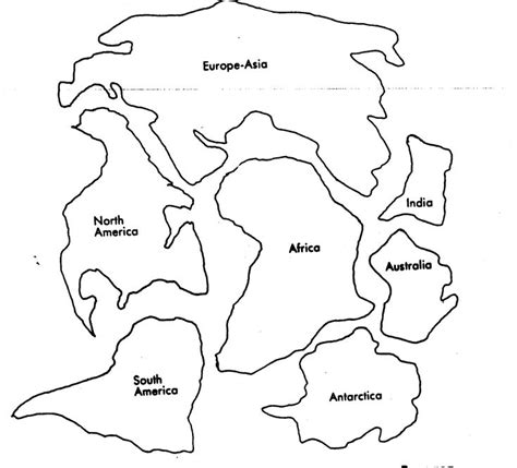 Pangaea puzzle pieces | World map coloring page, Continents and oceans, Pangaea puzzle