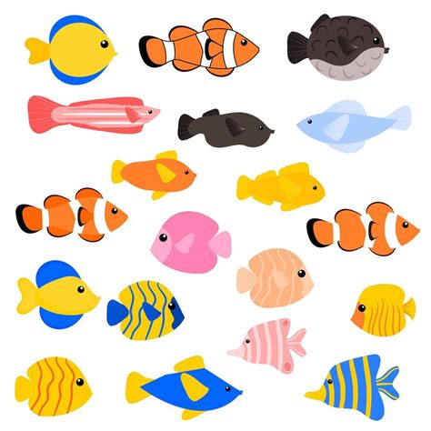 Various types of fish collection. Fish clipart set. 10657932 Vector Art ...