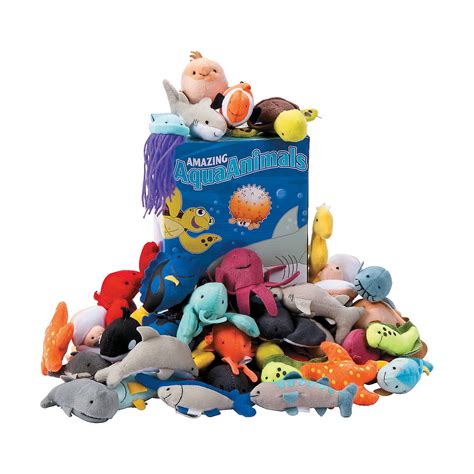 Fun Express - Plush Mini Sea Life Assortment - Toys - Plush - Stuffed Aquatic & Arctic - 50 ...