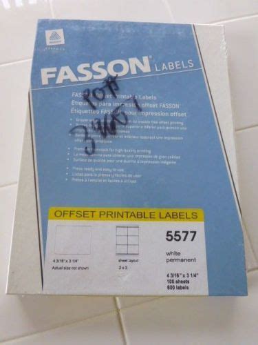 AVERY-FASSON LABELS-OFFSET PRINTABLE LABELS-STOCK NO. 5577 – TZSupplies.com