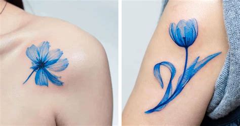 Ethereal Tattoo Designs Are Colored in Blue Ink