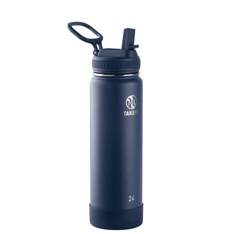 Takeya Actives Stainless Steel Water Bottle w/Straw lid, 24oz Midnight - Walmart.com