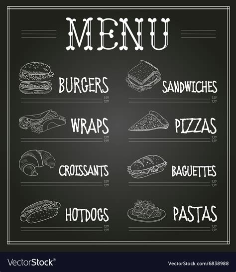 Chalkboard menu template Royalty Free Vector Image