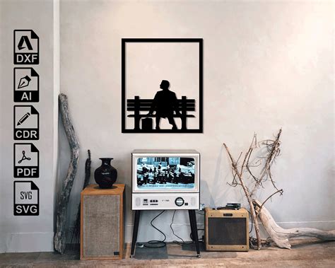 Forrest Gump Bench Laser Cut Svg Dxf Files Wall Sticker - Etsy Ireland