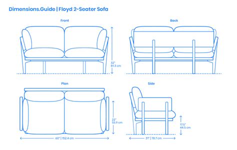 Floyd 2-Seater Sofa Dimensions & Drawings | Dimensions.Guide