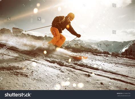 Skier During Sunset Stock Photo 521863735 - Shutterstock