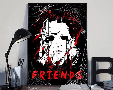 Friends Horror Characters Poster, Horror Movie Poster Wall Art, Happy Halloween Poster