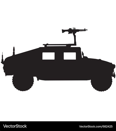 Military 4x4 vehicle silhouette Royalty Free Vector Image