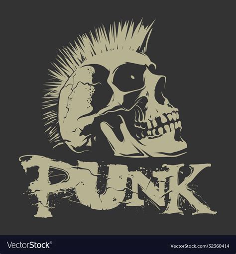 Punk skull with mohawk Royalty Free Vector Image