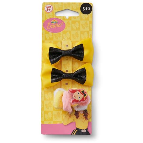 The Wiggles Emma Wiggle Hair Tie & Bow Set 4 Pack - Yellow | BIG W