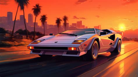 Lamborghini Sports Car Sunset 4K #6861k Wallpaper PC Desktop