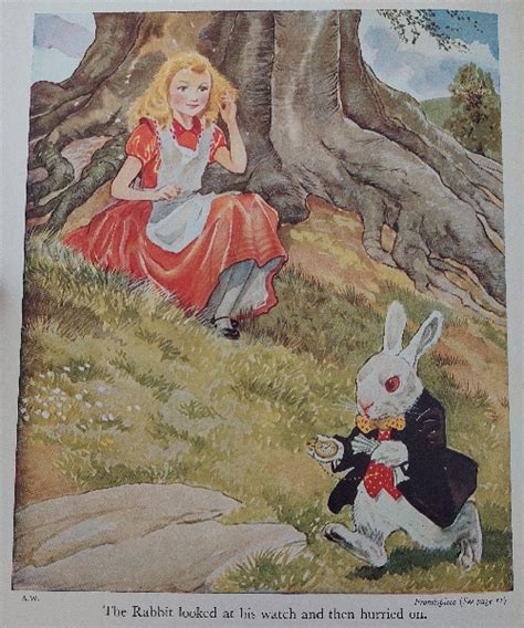 Alice following the White Rabbit to Wonderland – Alice in Wonderland book collection blog