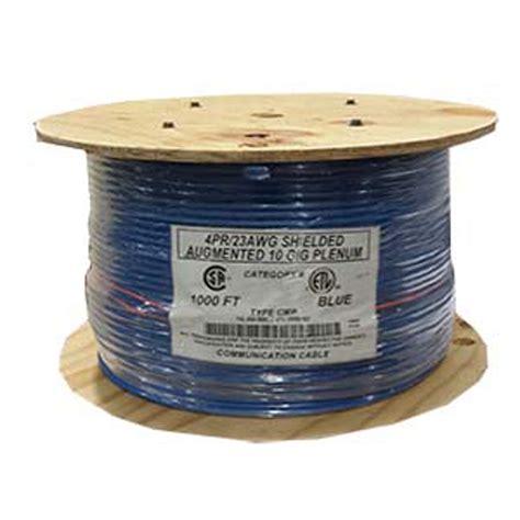 Cable, Bulk, CAT6A, 10G, Shielded (STP), Solid, 23 AWG, Plenum (CMP), Blue, 1000' - Compatible ...