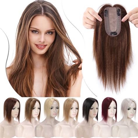 Buy SEGO Clip in Hair Extensions Human Hair Toppers 100% Real Human Hair Topper Silk Base for ...