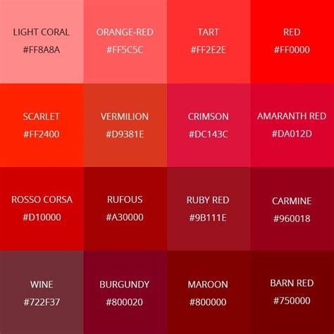 red color palette names - Mickey Shearer