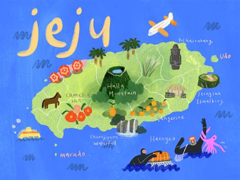 Illustrated Map, Jeju Island by Cindy Kang on Dribbble