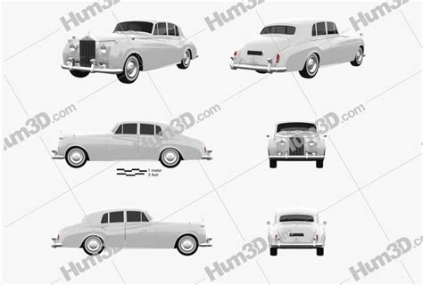 Rolls-Royce Silver Cloud II saloon 1959 Blueprint Template - 3DModels.org