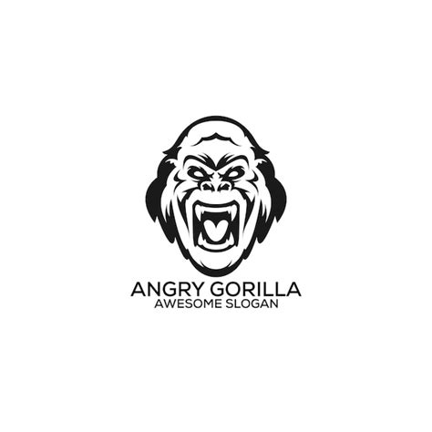 Premium Vector | Angry gorilla logo design line art