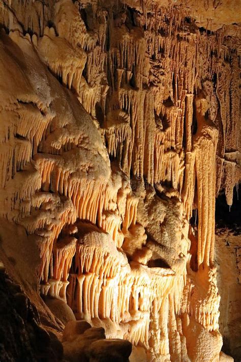 Stalactites and Stalagmites in Natural Bridge Caverns Stock Photo - Image of attraction ...