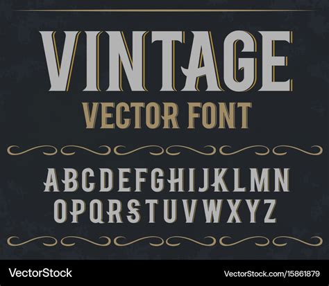 Vintage label font retro font Royalty Free Vector Image