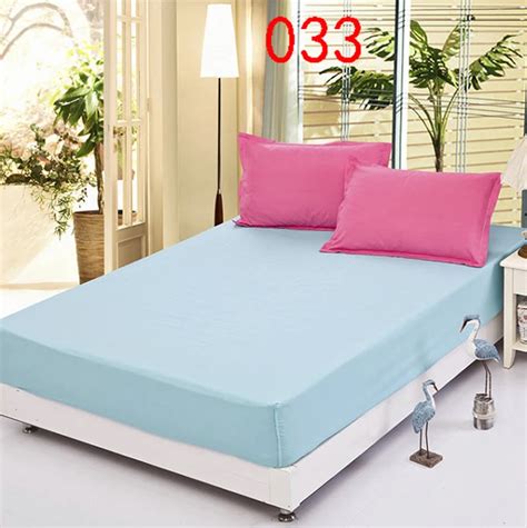 Light Blue Polyester Fitted Sheet Single Double Bed Sheets Fitted Cover Twin Queen Mattress ...