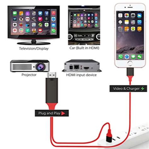 MHL Micro USB MHL to HDMI Cable Adapter For Lightning to HDTV Full HD HDMI AV Adaptor Video ...