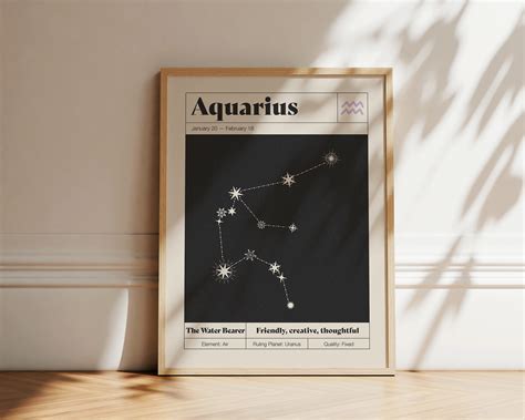 Aquarius Star Constellation Art Print Zodiac Constellation Wall Art ...