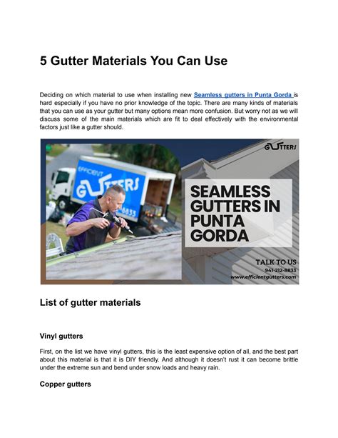 5 Gutter Materials You Can Use by Efficient gutters - Issuu