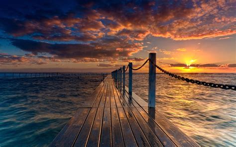 landscape, Nature, Sunset, Pier Wallpapers HD / Desktop and Mobile Backgrounds