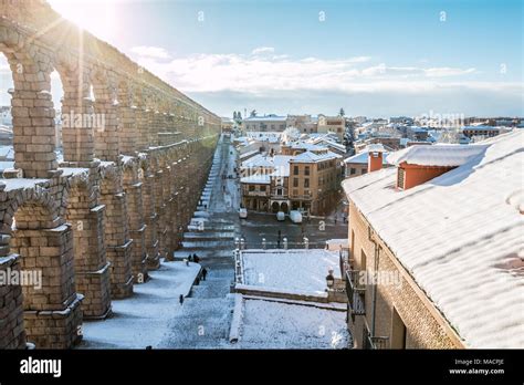 View of Segovia Aqueduct Stock Photo - Alamy