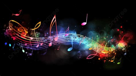 Colorful Music Notes On A Black Background, Music Notes Picture, Music ...