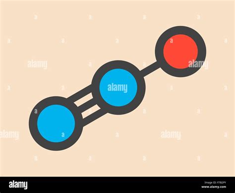 Nitrous oxide (NOS, laughing gas, N2O) molecule. Used in surgery as ...