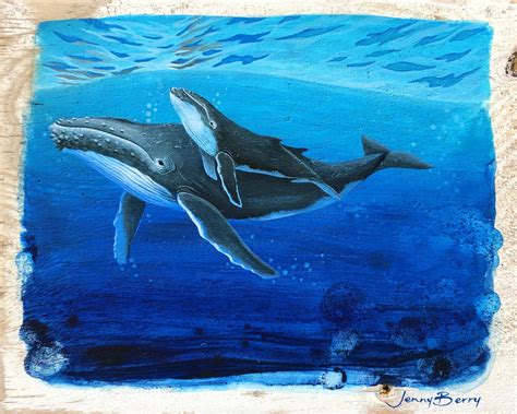 'Ocean Between Our Love' - Beautiful Humpback Whales Painting