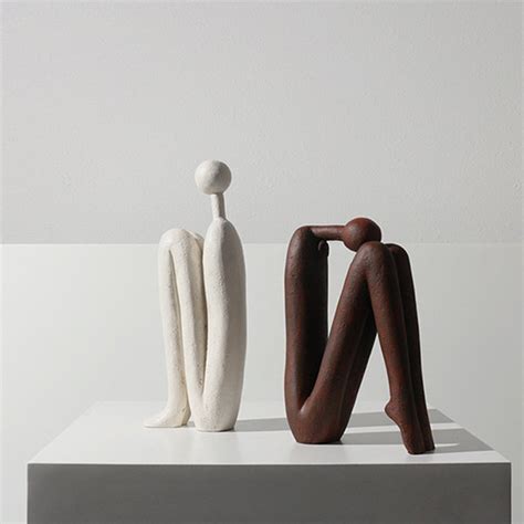 Abstract Matchstick Figure Decoration - Fiberglass - Brown - White ...