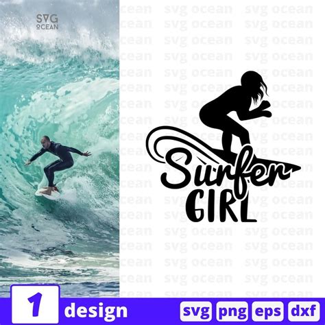 Surfer girl vector for instant download - Svg Ocean