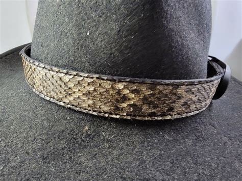 Western cowboy cowgirl Real RATTLESNAKE snake skin hat band adjustable HORSESHOE | eBay