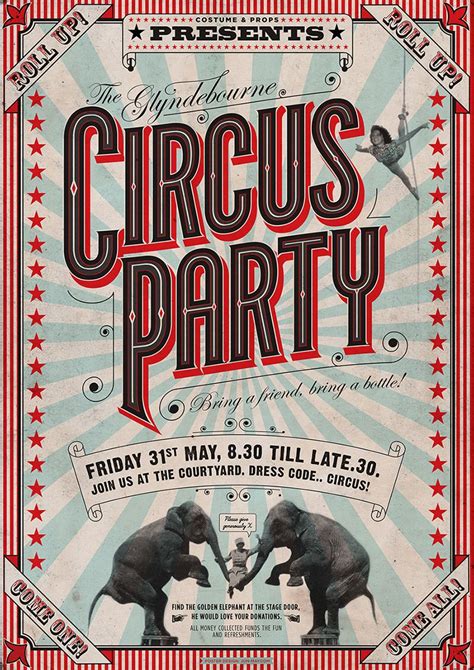 an old circus party poster with elephants on it