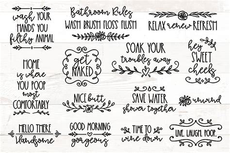 Bathroom Sign Bundle svg Funny Farmhouse Style (1048401) | Cut Files | Design Bundles